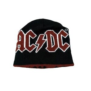 AC/DC Reversible Vintage Beanie Hat One Size Fits All Y2K Grunge Rock Alt Band